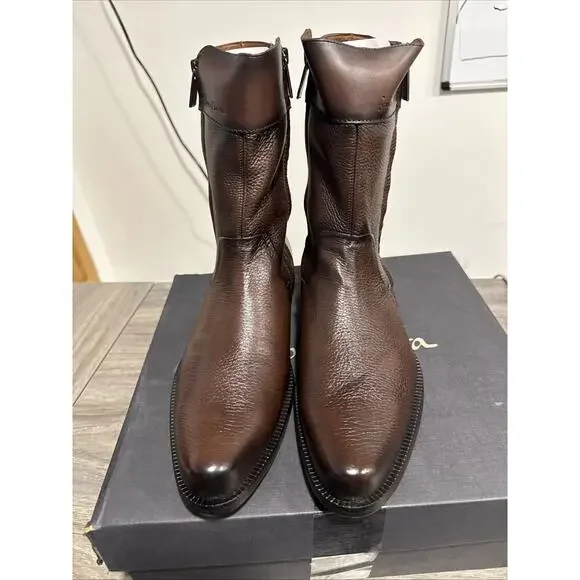 802VNBS - Franco Cuadra brown dress casual leather zip ankle boots for men